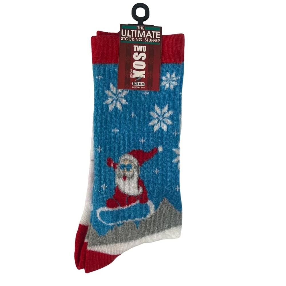 Two Sox Brand Holiday Socks Size 10-13  New Snowflake Santa Christmas